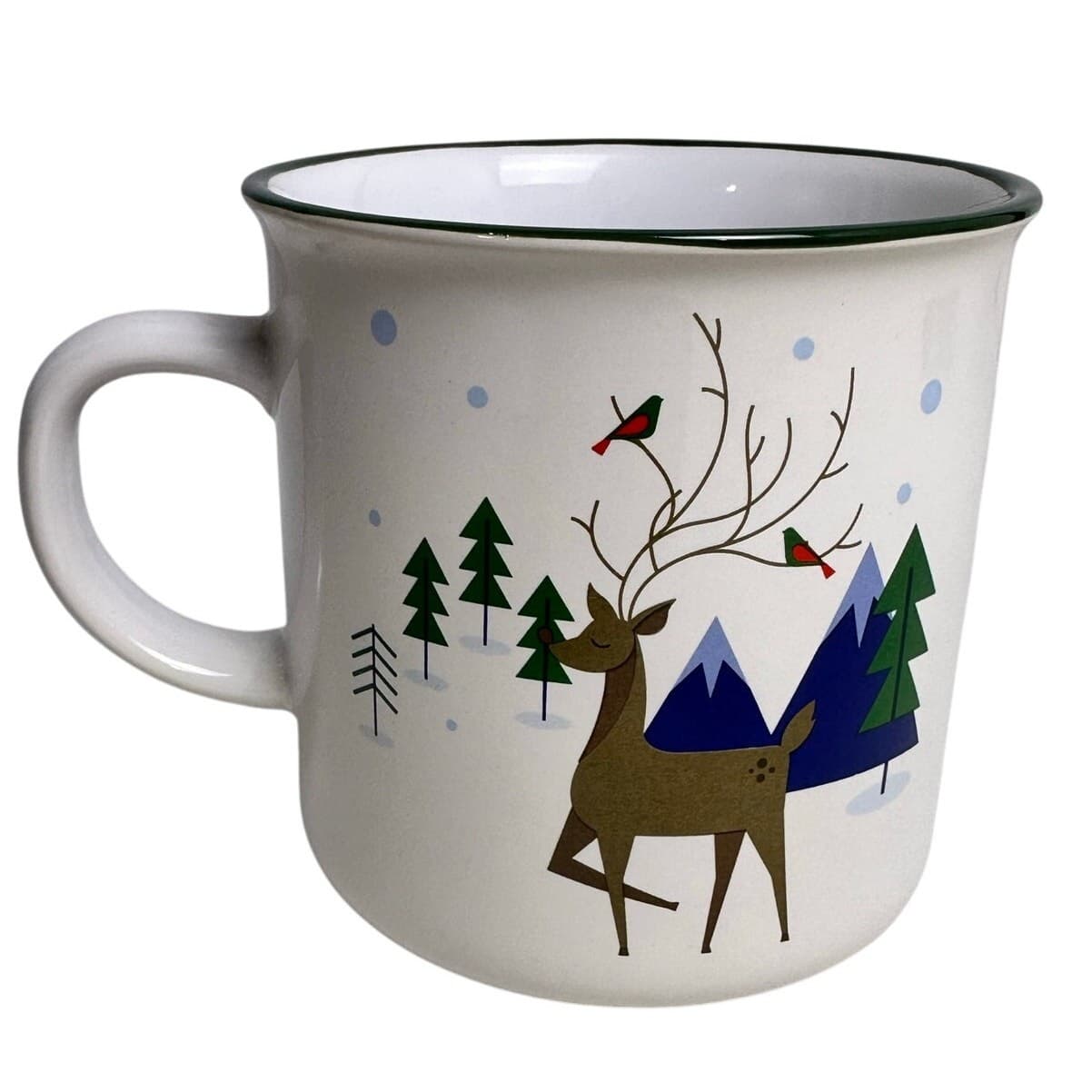 Festive Winter Reindeer Design Large Ceramic 20 oz Coffee/Latte Mug Excellent - Thumbnail 3