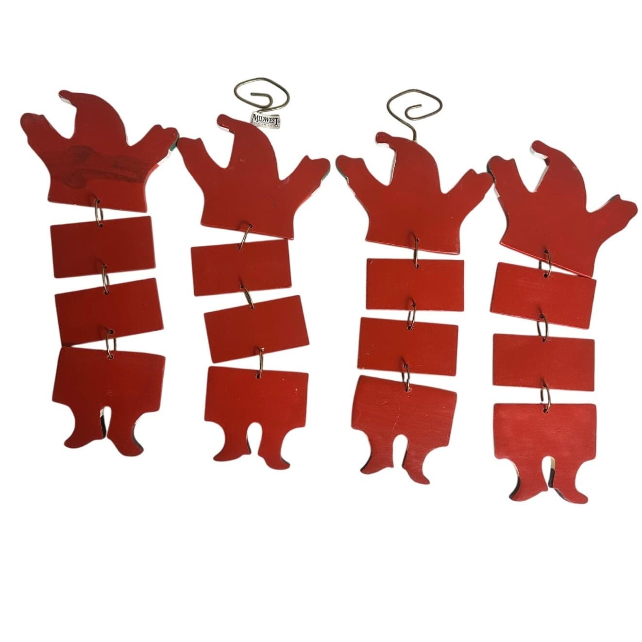 Midwest of Cannon Falls Lot of 4 Wood Santa “HO HO HO” Linked Door Hangers - Thumbnail 4