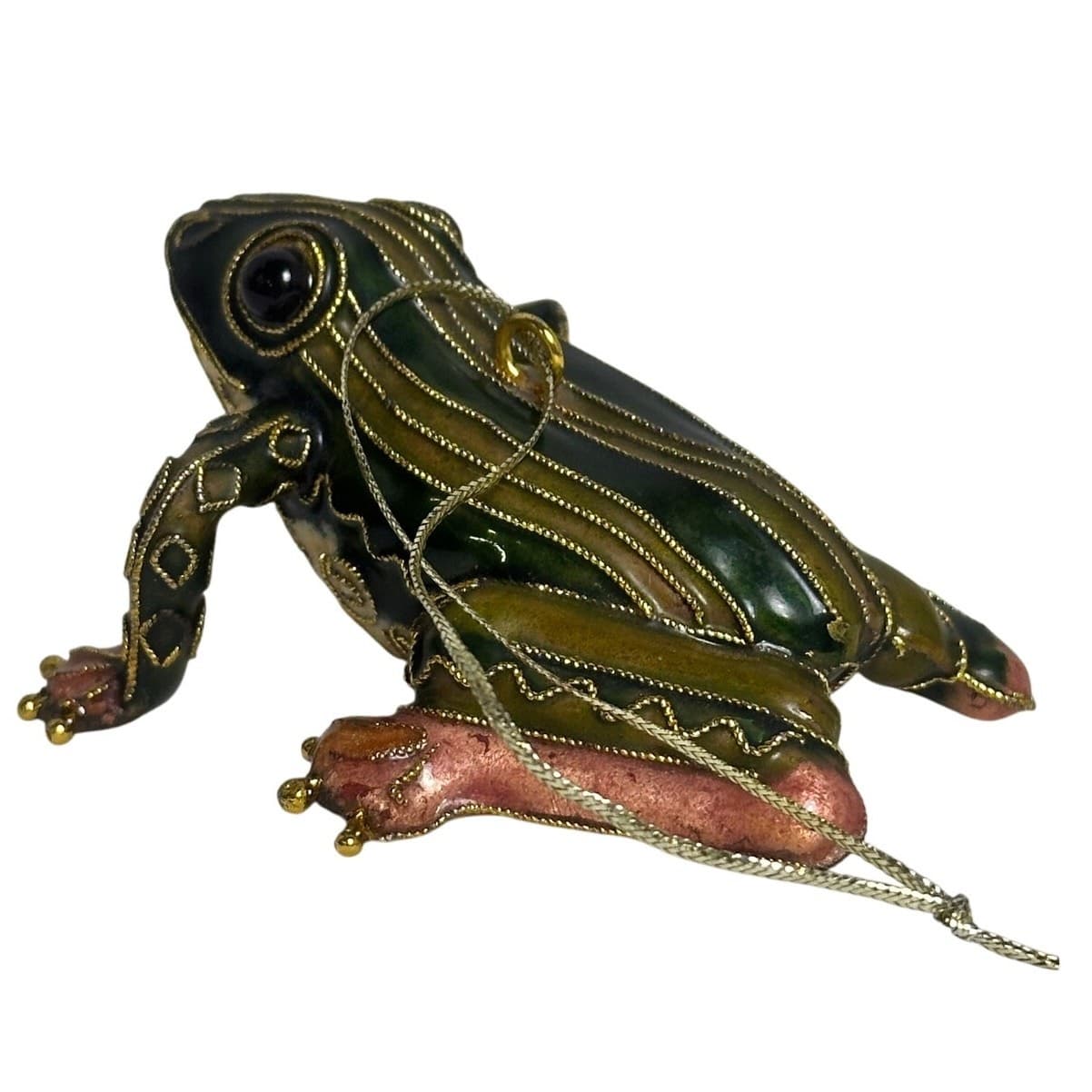Cloisonne Ancient Chinese Dynasty Filigree Lucky Fengshui Frog Statue Ornament - Thumbnail 3