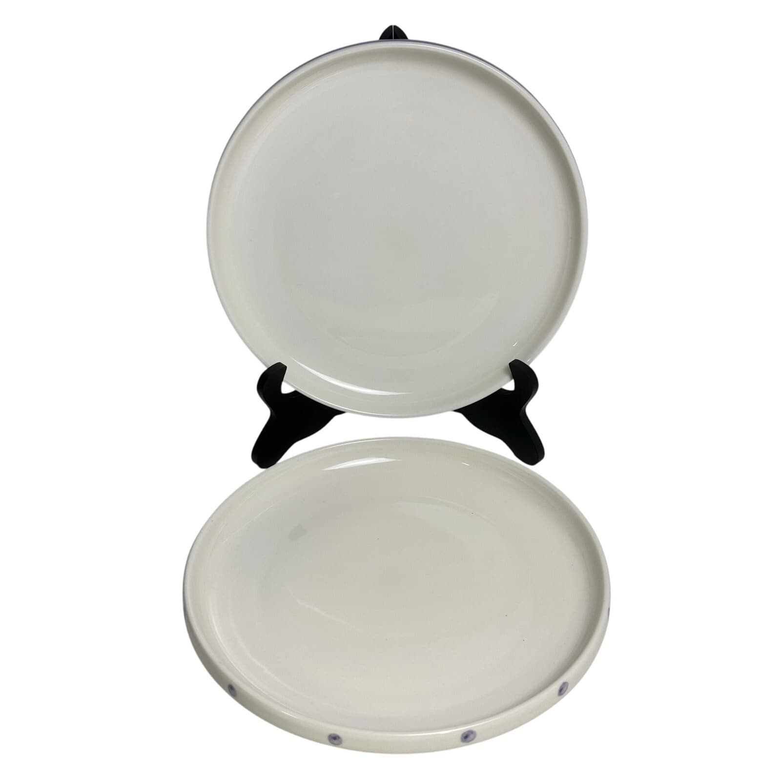 Mulberry Home Collection 10.75" Dinner Plates 1 Brushed/1 Purple Polka Dot Rim - Thumbnail 2