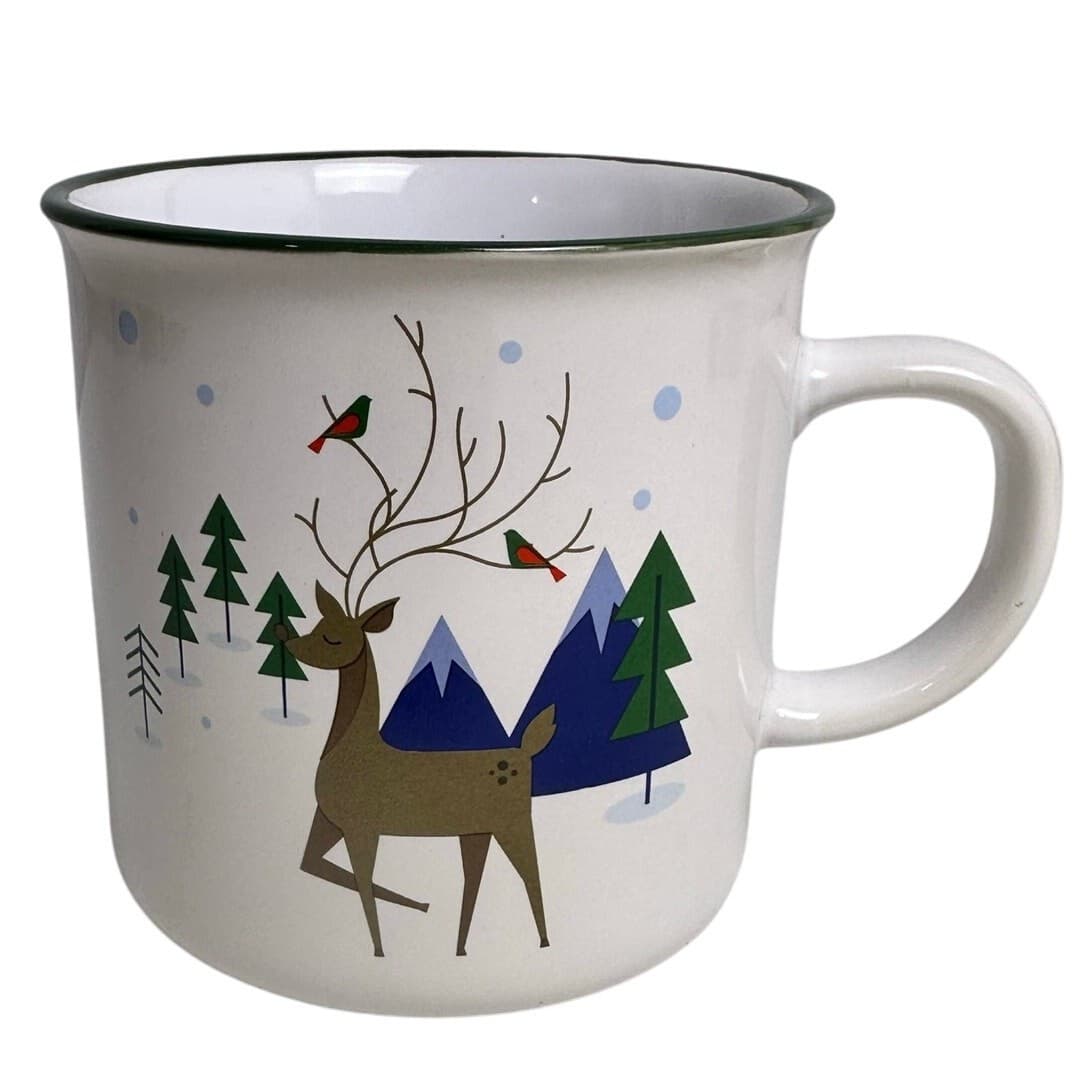 Festive Winter Reindeer Design Large Ceramic 20 oz Coffee/Latte Mug Excellent