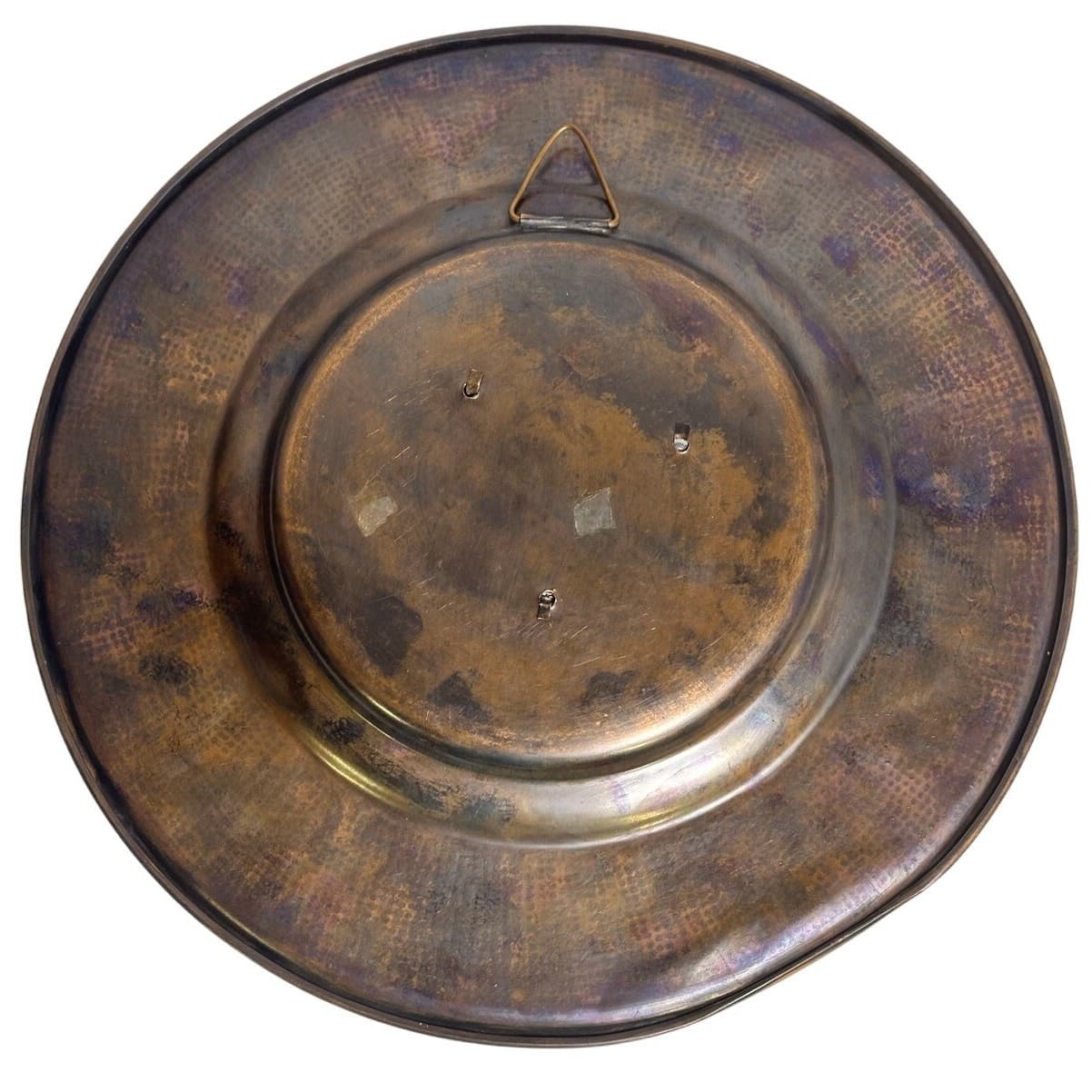 Peruvian Copper and Brass 11 7/8" Hand Painted Dancing Figures Decorative Plate - Thumbnail 7