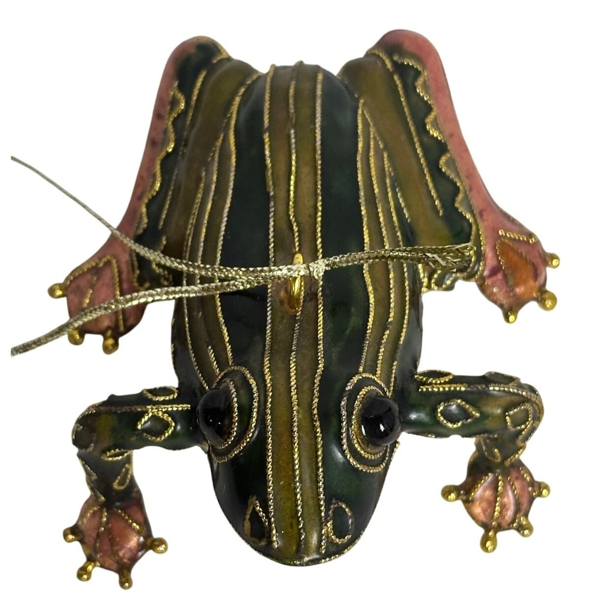 Cloisonne Ancient Chinese Dynasty Filigree Lucky Fengshui Frog Statue Ornament - Thumbnail 6