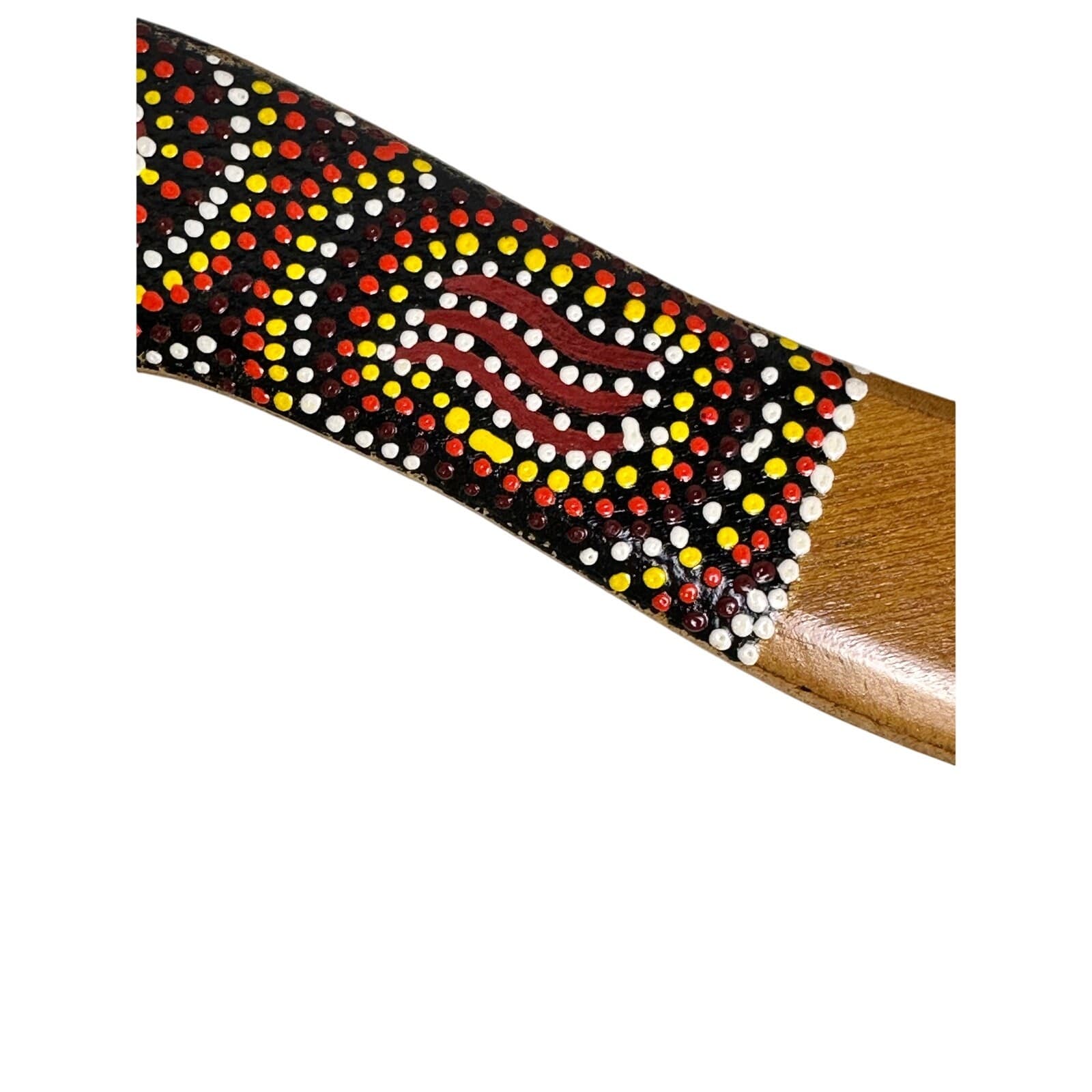Dreamtime Australia Wooden Boomerang Aboriginal Art Hand Crafted/Painted 12 inch - Thumbnail 4