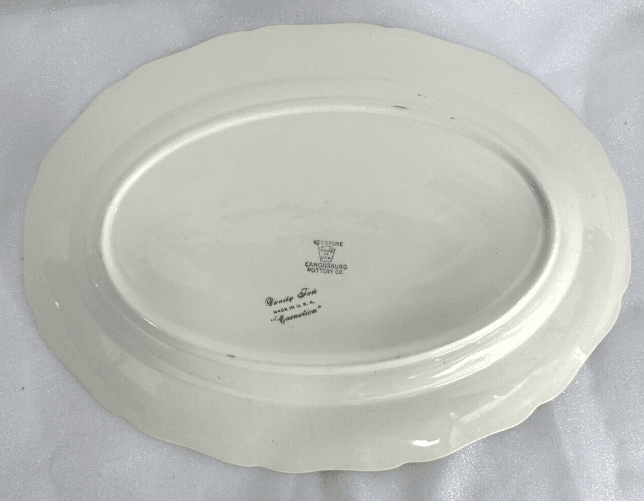Vintage Keystone Canonsburg Pottery Vanity Fair Carnation Platter - Thumbnail 4