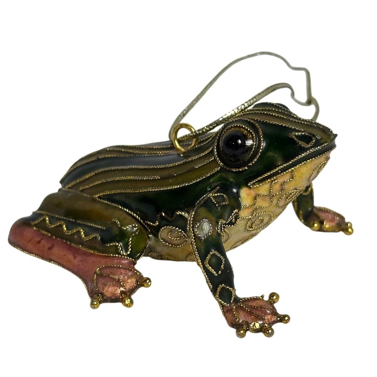 Cloisonne Ancient Chinese Dynasty Filigree Lucky Fengshui Frog Statue Ornament