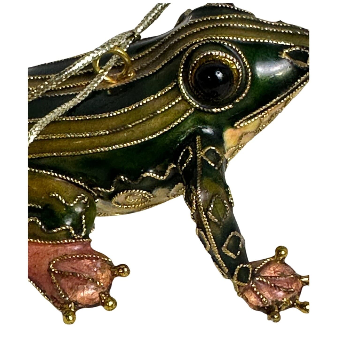 Cloisonne Ancient Chinese Dynasty Filigree Lucky Fengshui Frog Statue Ornament - Thumbnail 7
