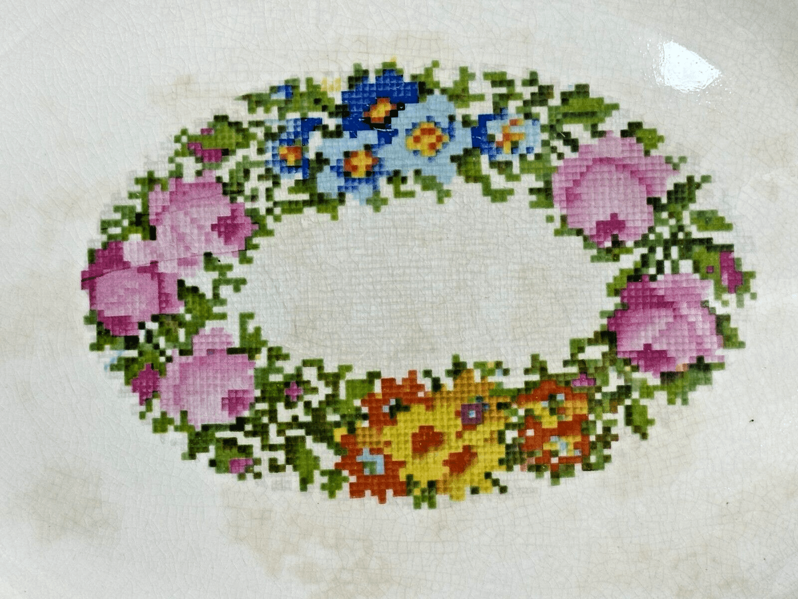 The Aristocrat for Leigh Potters Petit Point Floral Pattern Platter 15-1/4" - Thumbnail 2