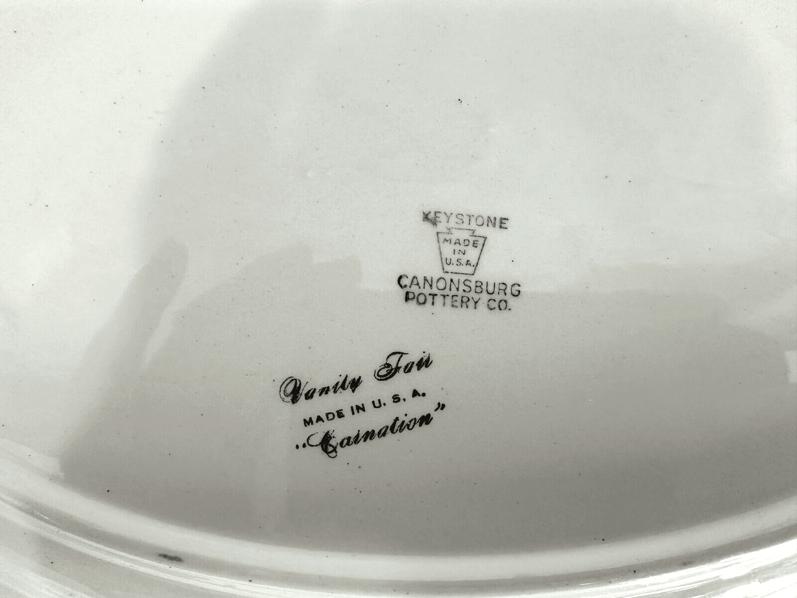 Vintage Keystone Canonsburg Pottery Vanity Fair Carnation Platter - Thumbnail 3