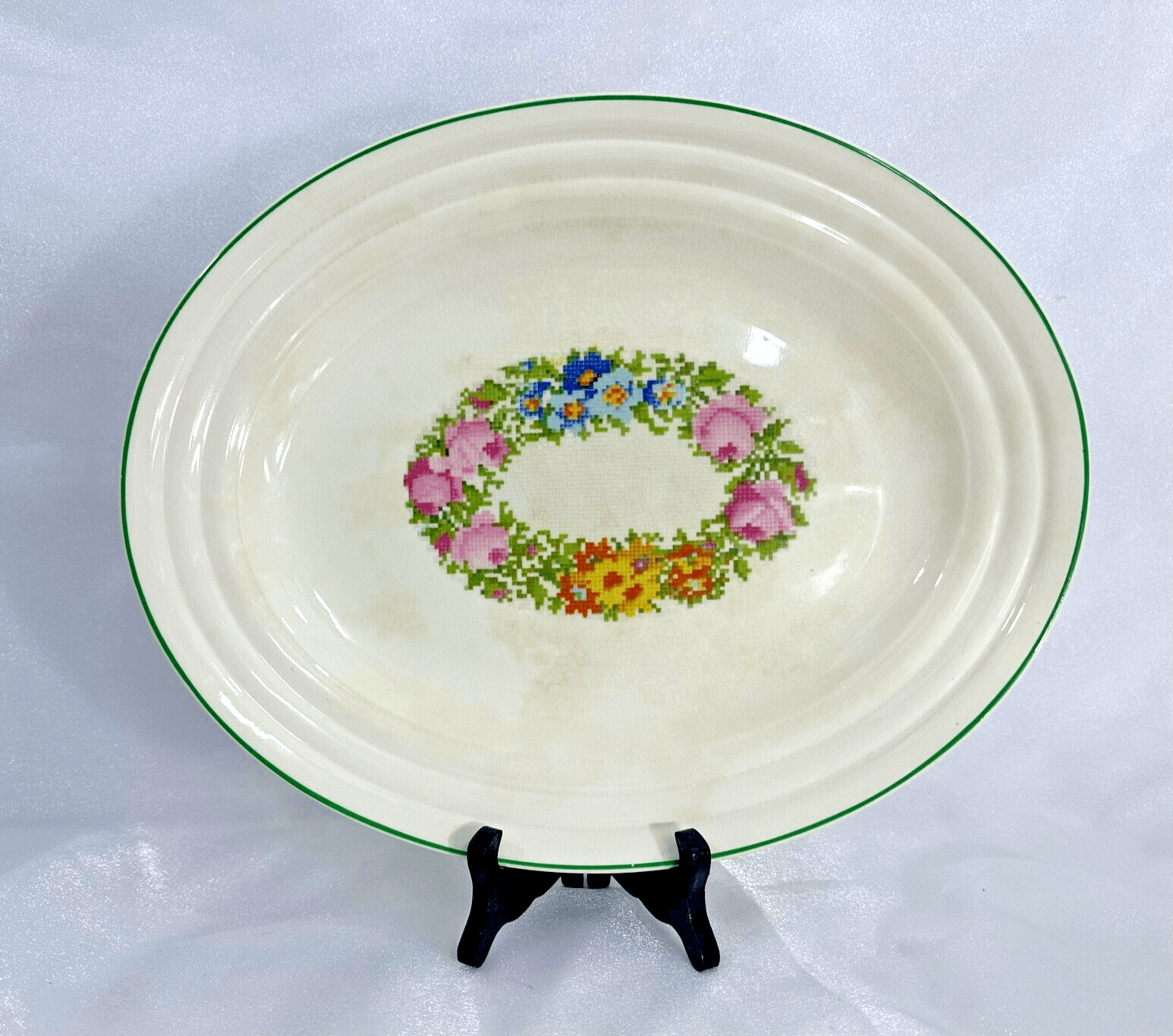 The Aristocrat for Leigh Potters Petit Point Floral Pattern Platter 15-1/4"