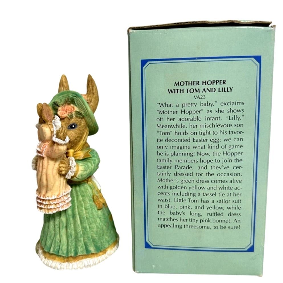 The Victorian Collection “Mother Hopper with Tom & Lilly” Easter Figurine 1994 - Thumbnail 2