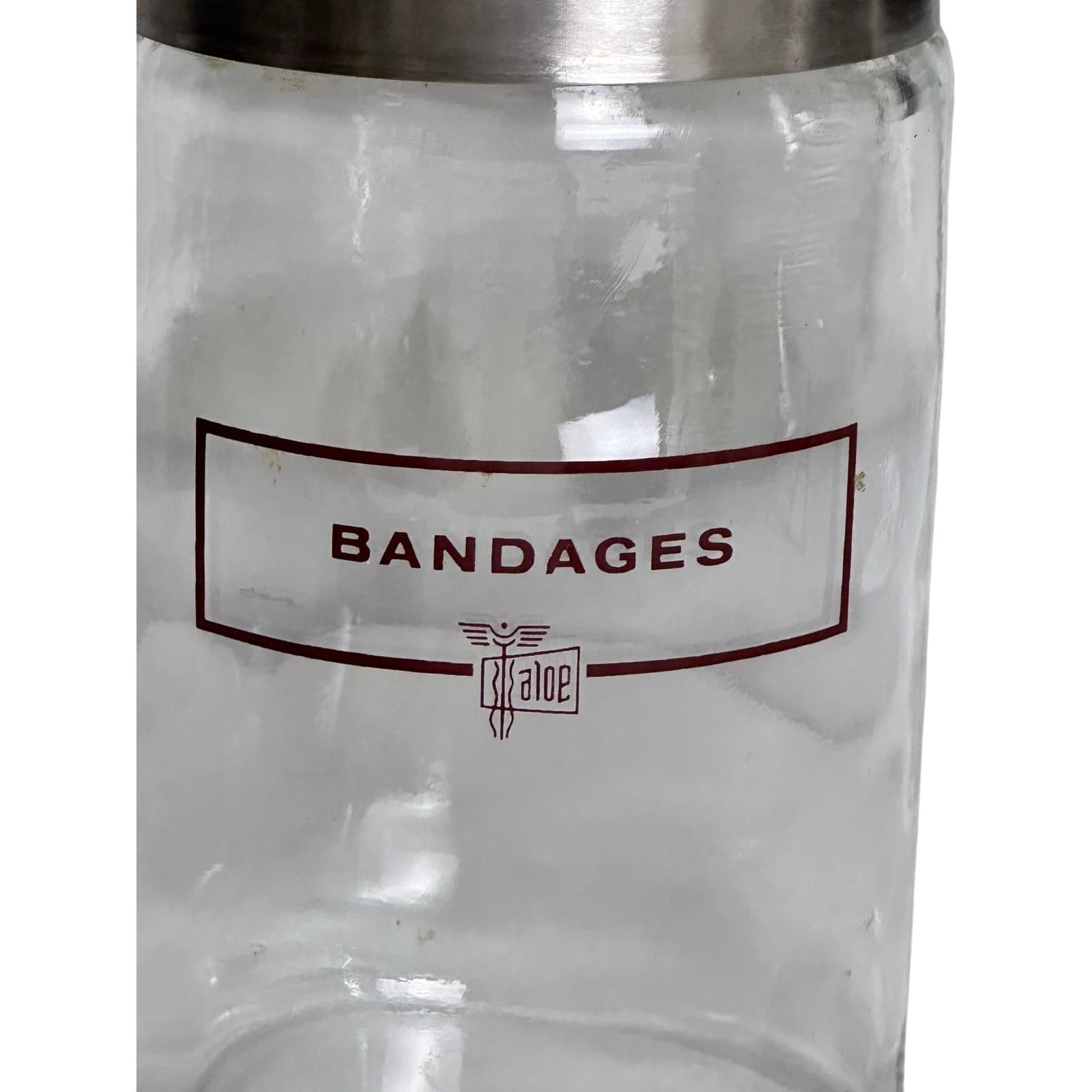 Lot of 2 ALOE Medical Clear Glass Jars w/Stainless Lids Vintage - Thumbnail 2
