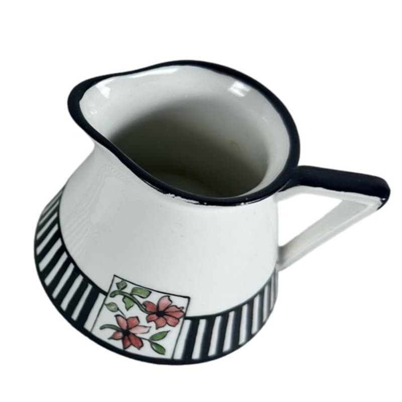 Antique 12-PC Coffee/Tea Set 1923 Black/White/Stripe/Floral Inscribed Dated-Rare - Thumbnail 20