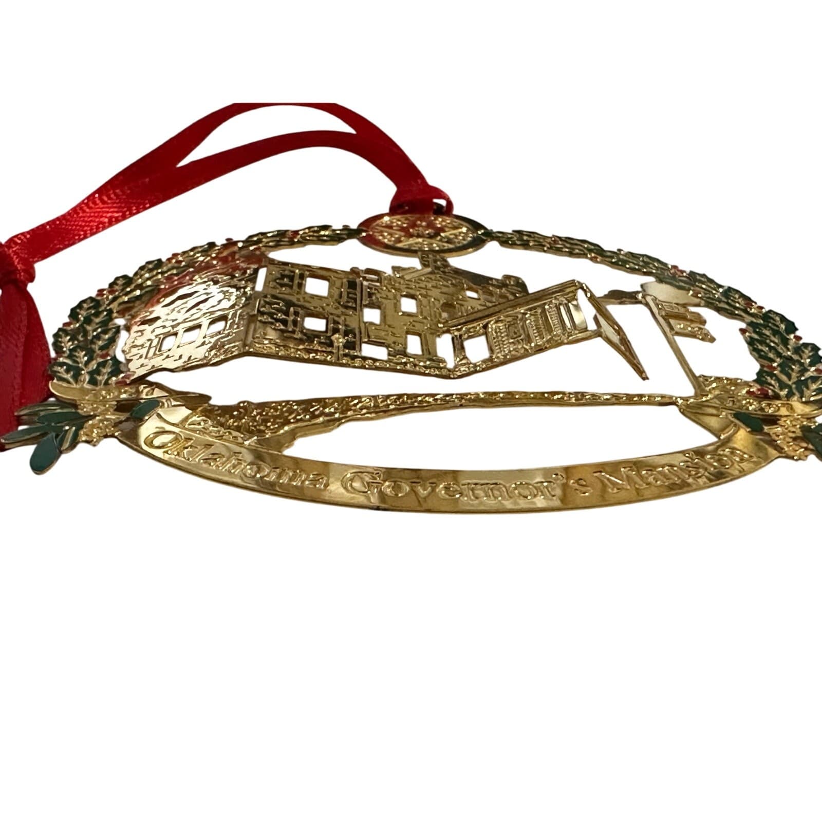 Oklahoma Govenors Mansion Brass 3-D Christmas Ornament - Thumbnail 3
