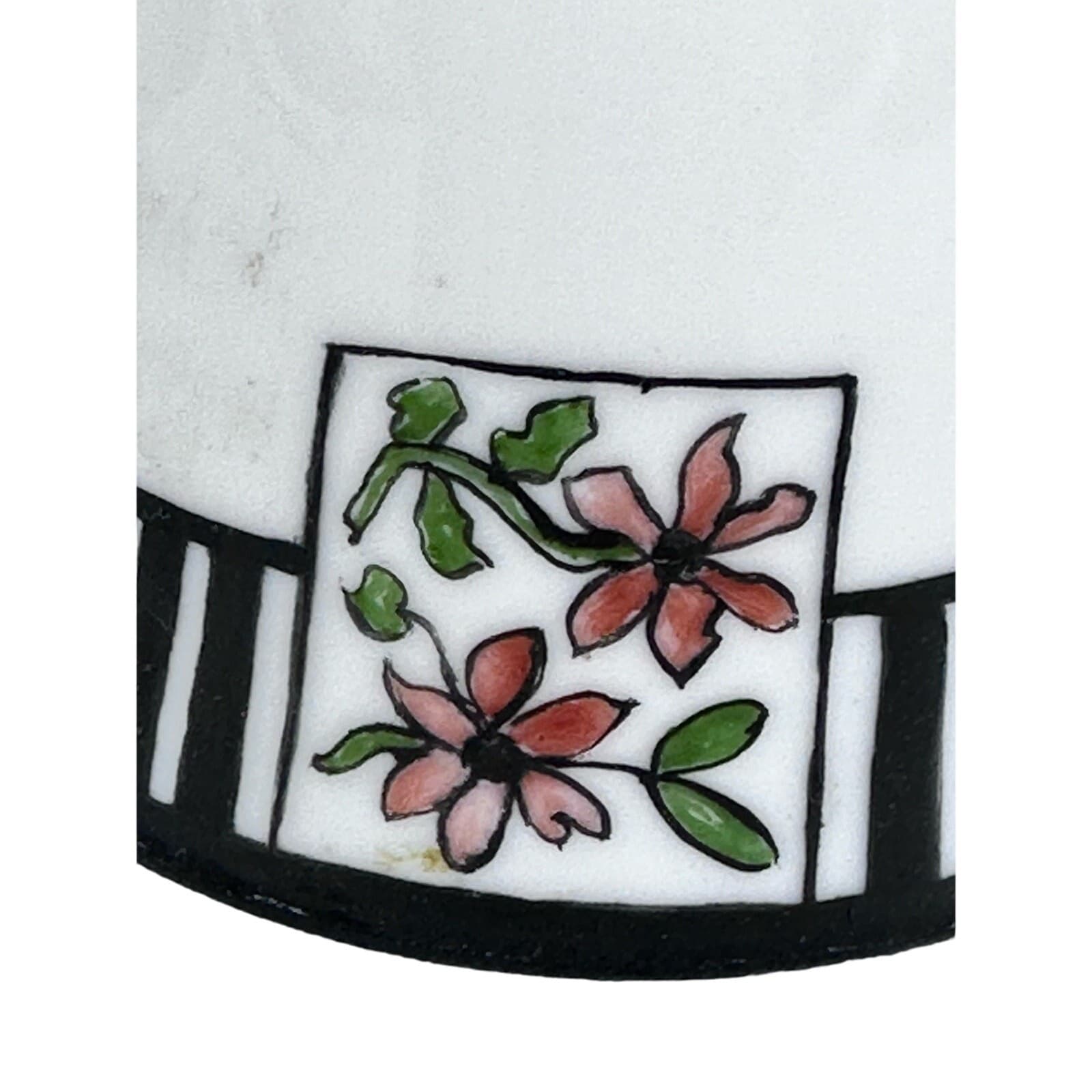 Antique 12-PC Coffee/Tea Set 1923 Black/White/Stripe/Floral Inscribed Dated-Rare - Thumbnail 10