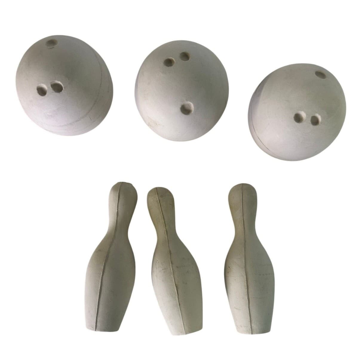 Bowling Balls & Bowling Pins Lot of 6 Unfired Greenware Pieces Vintage