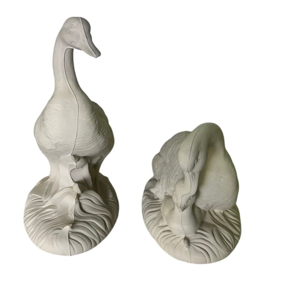 Atlantic Mold Unfired Greeware Canadian Geese 2 Piece Set Vintage - Thumbnail 4