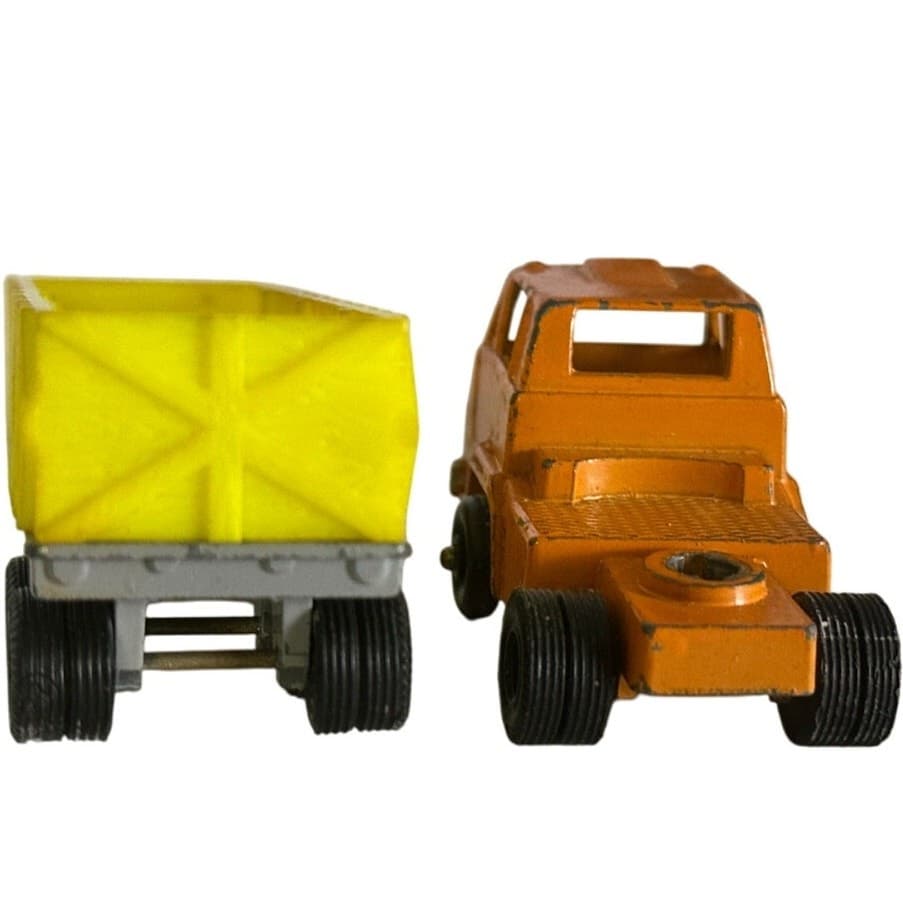 Marx Toys Cab Over Orange Truck with Yellow open Top Trailer Vintage - Thumbnail 3