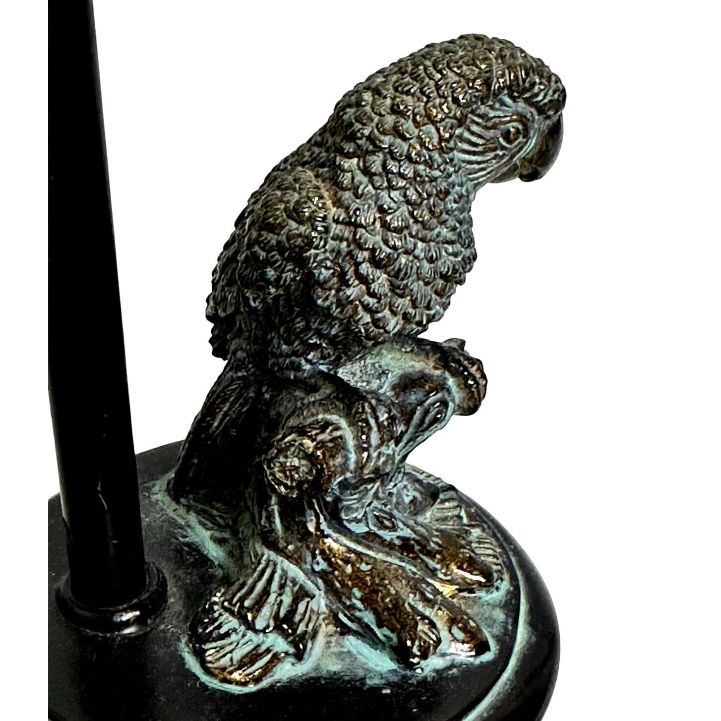 Faux Bronze Parrot Mini Lamp with Leatherette Shade Vintage - Thumbnail 2