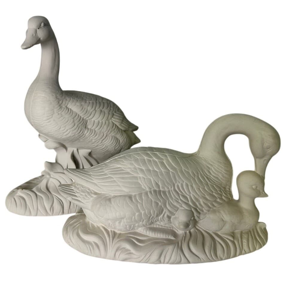 Atlantic Mold Unfired Greeware Canadian Geese 2 Piece Set Vintage