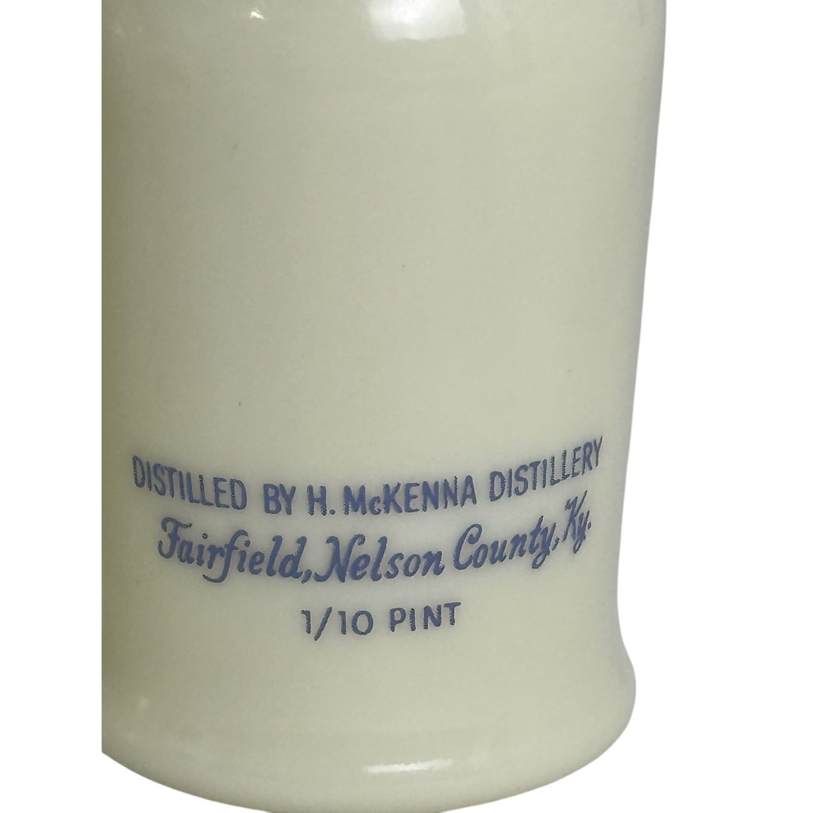 Pair Henry McKenna Miniature 1/10 pt Whiskey Bourbon Milk glass Bottles Vintage - Thumbnail 3