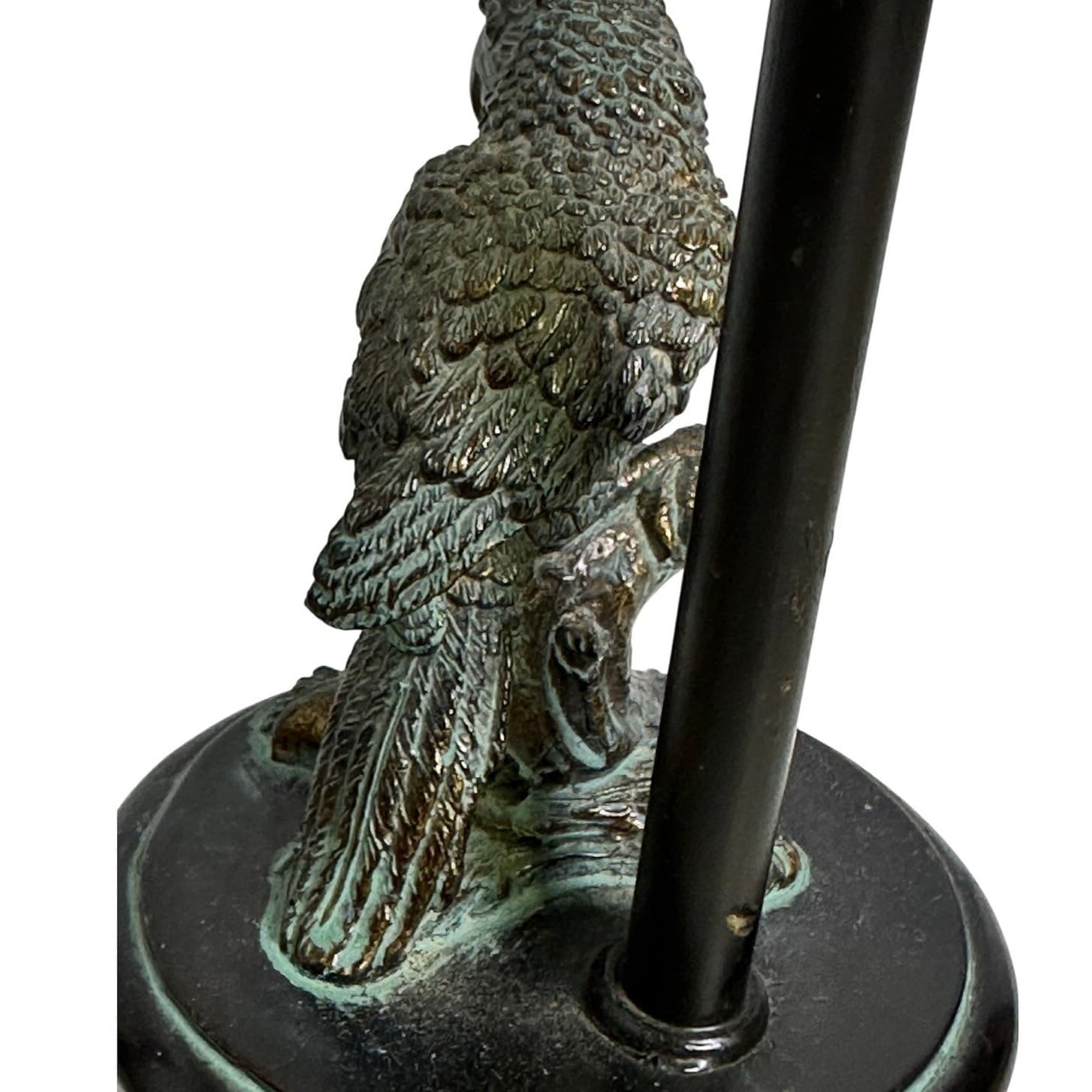 Faux Bronze Parrot Mini Lamp with Leatherette Shade Vintage - Thumbnail 7
