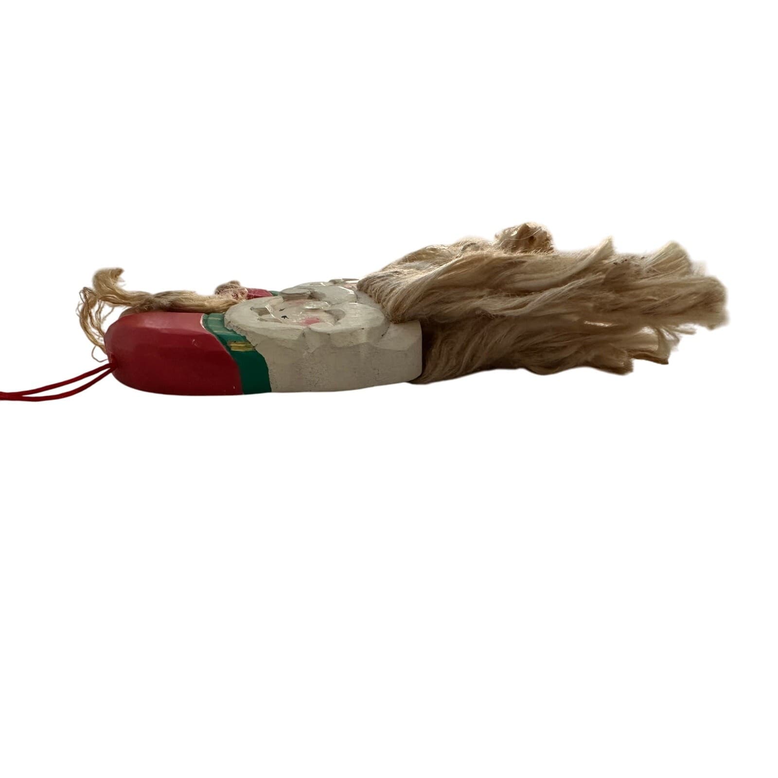 Midwest of Cannon Falls Lot of 2 Mop Beard Wood Painted Santa Head Ornaments - Thumbnail 4