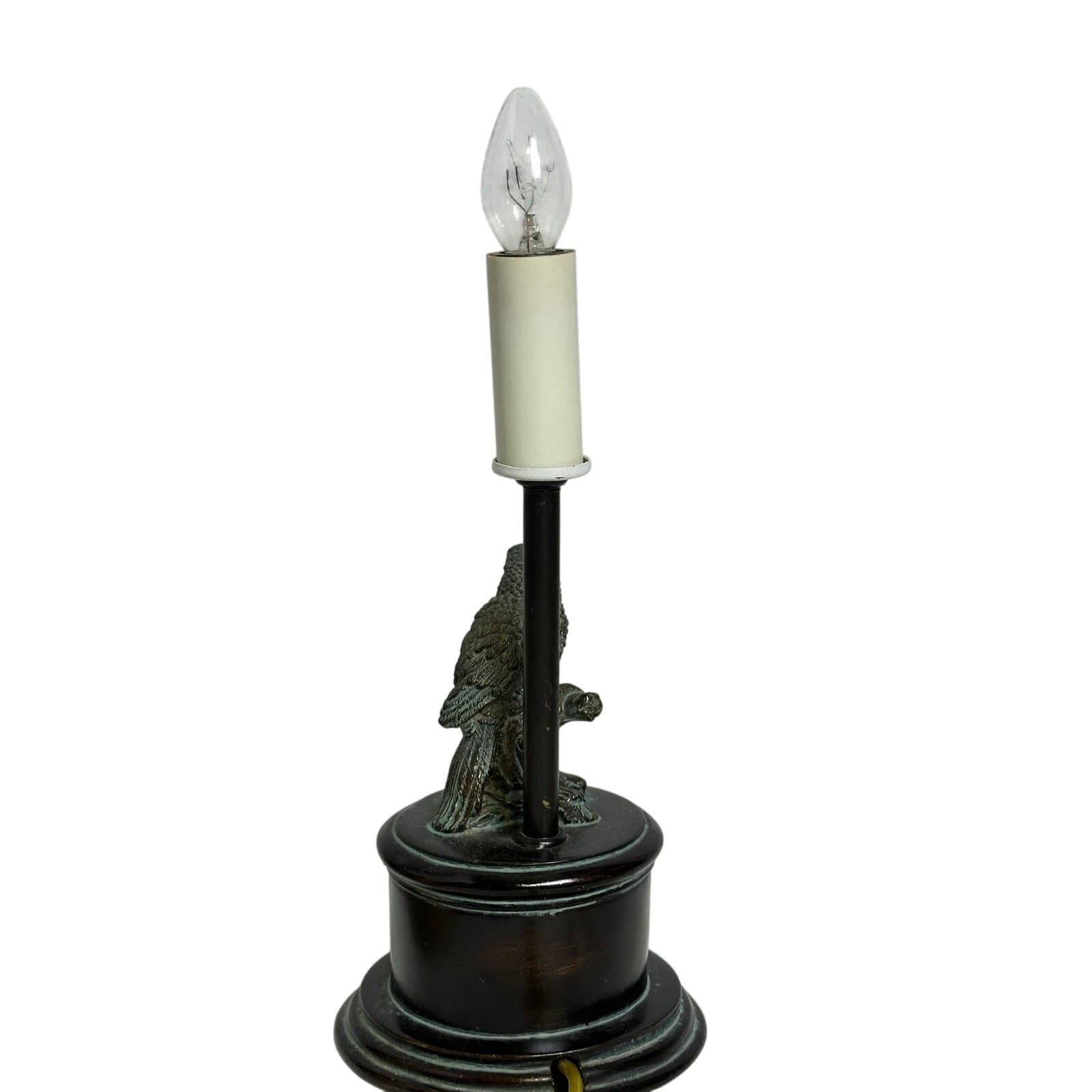 Faux Bronze Parrot Mini Lamp with Leatherette Shade Vintage - Thumbnail 6