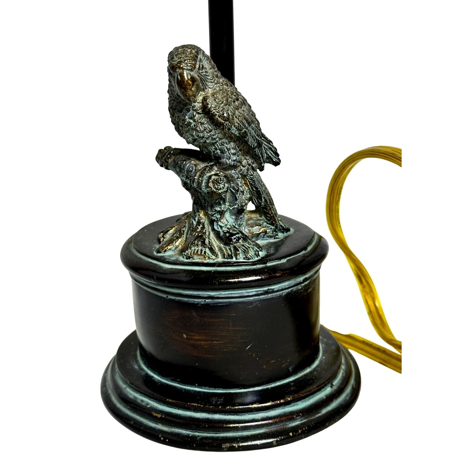 Faux Bronze Parrot Mini Lamp with Leatherette Shade Vintage - Thumbnail 4