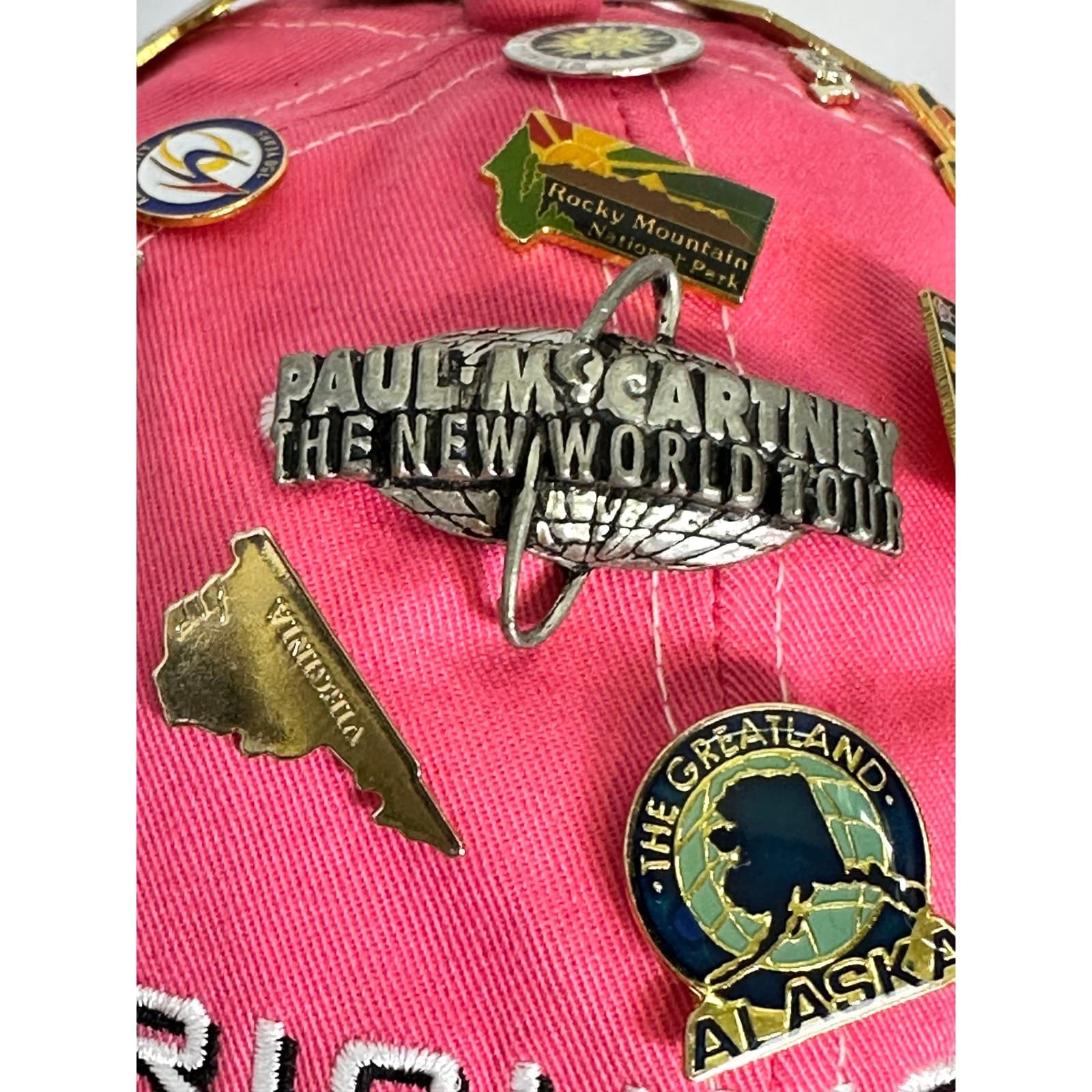 Pink Richmond VA Cap w/39 Souvenir Pins & Paul McCartney World Tour Pin - Thumbnail 2