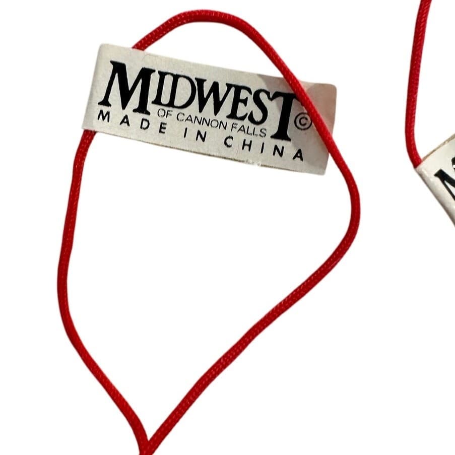 Midwest of Cannon Falls Lot of 2 Mop Beard Wood Painted Santa Head Ornaments - Thumbnail 3