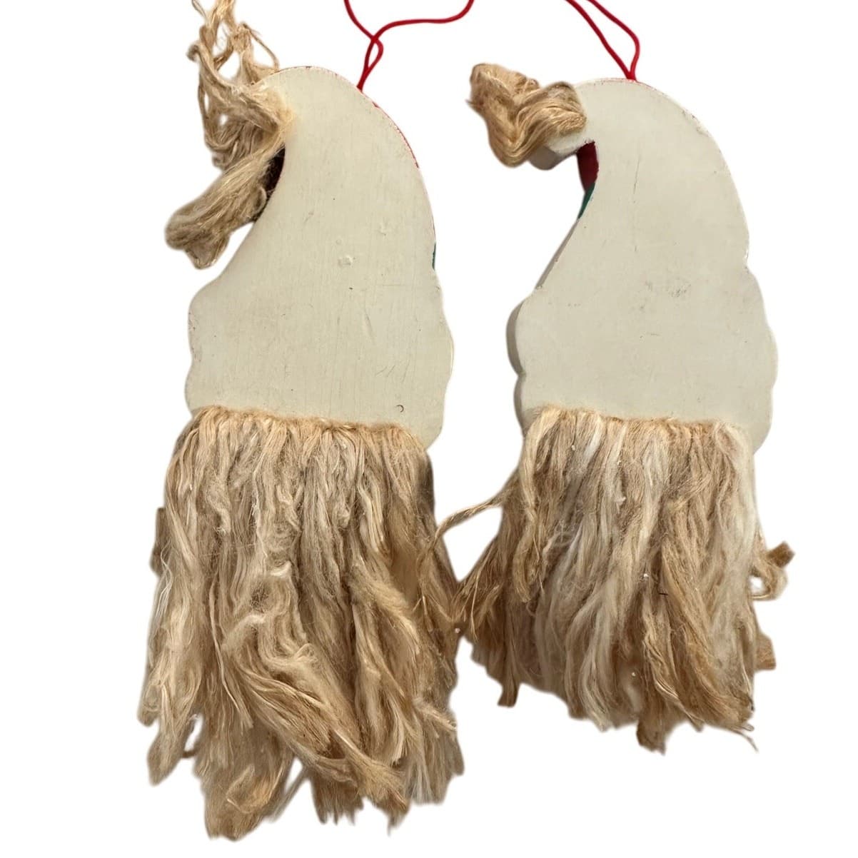 Midwest of Cannon Falls Lot of 2 Mop Beard Wood Painted Santa Head Ornaments - Thumbnail 2