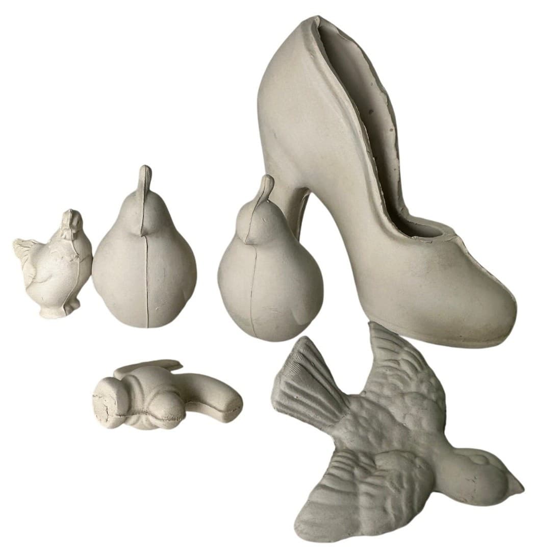 Birds & High Heel Shoe Misc Lot of 7 Unfired Ceramic Greenware Pieces