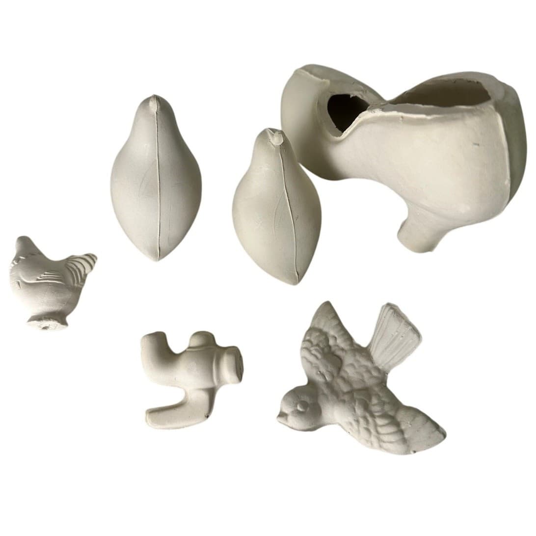 Birds & High Heel Shoe Misc Lot of 7 Unfired Ceramic Greenware Pieces - Thumbnail 2