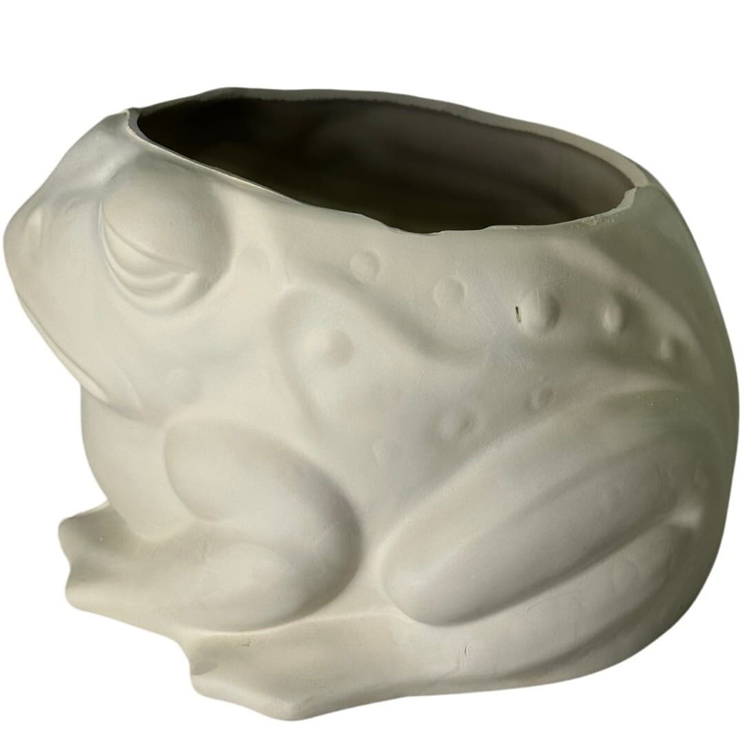 Unfired Greenware Large Frog Planter Vintage - Thumbnail 2