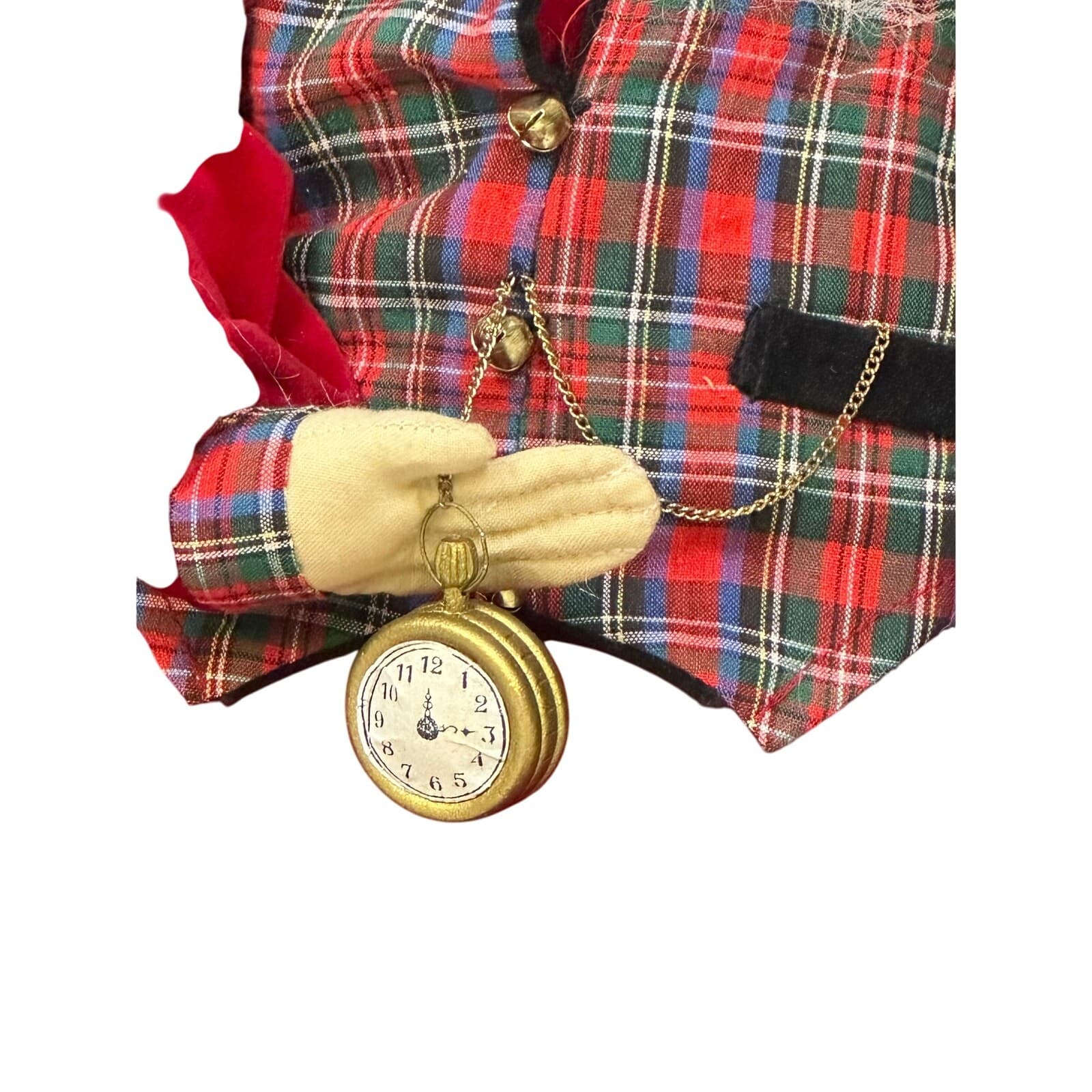 Plaid Santa With Pocket Watch 20” Berry Christmas Wreath Very Cute - Thumbnail 3