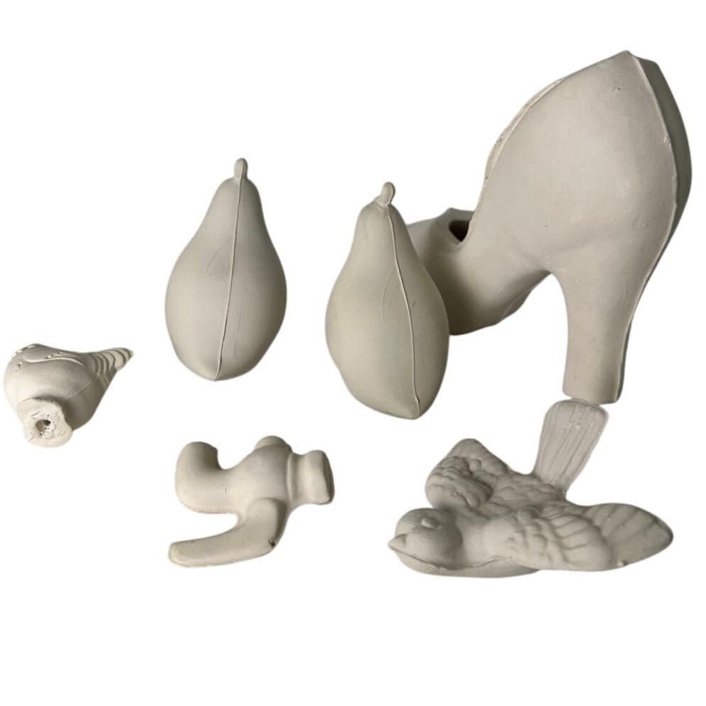 Birds & High Heel Shoe Misc Lot of 7 Unfired Ceramic Greenware Pieces - Thumbnail 3