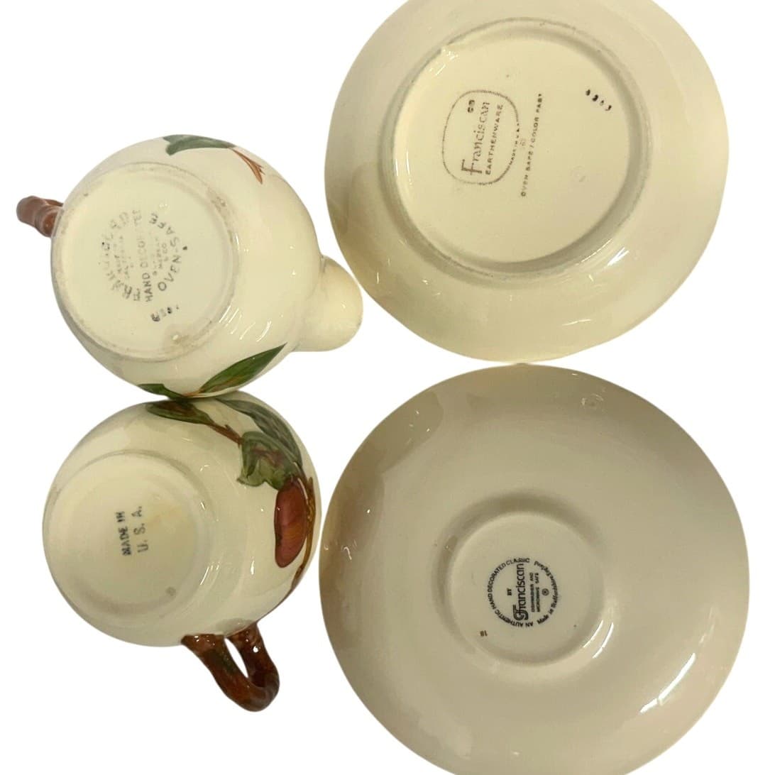 Franciscan Red Apple 7 Pieces-Berry Bowls (2) Creamer (1) Cup (1), Saucers (3) - Thumbnail 4