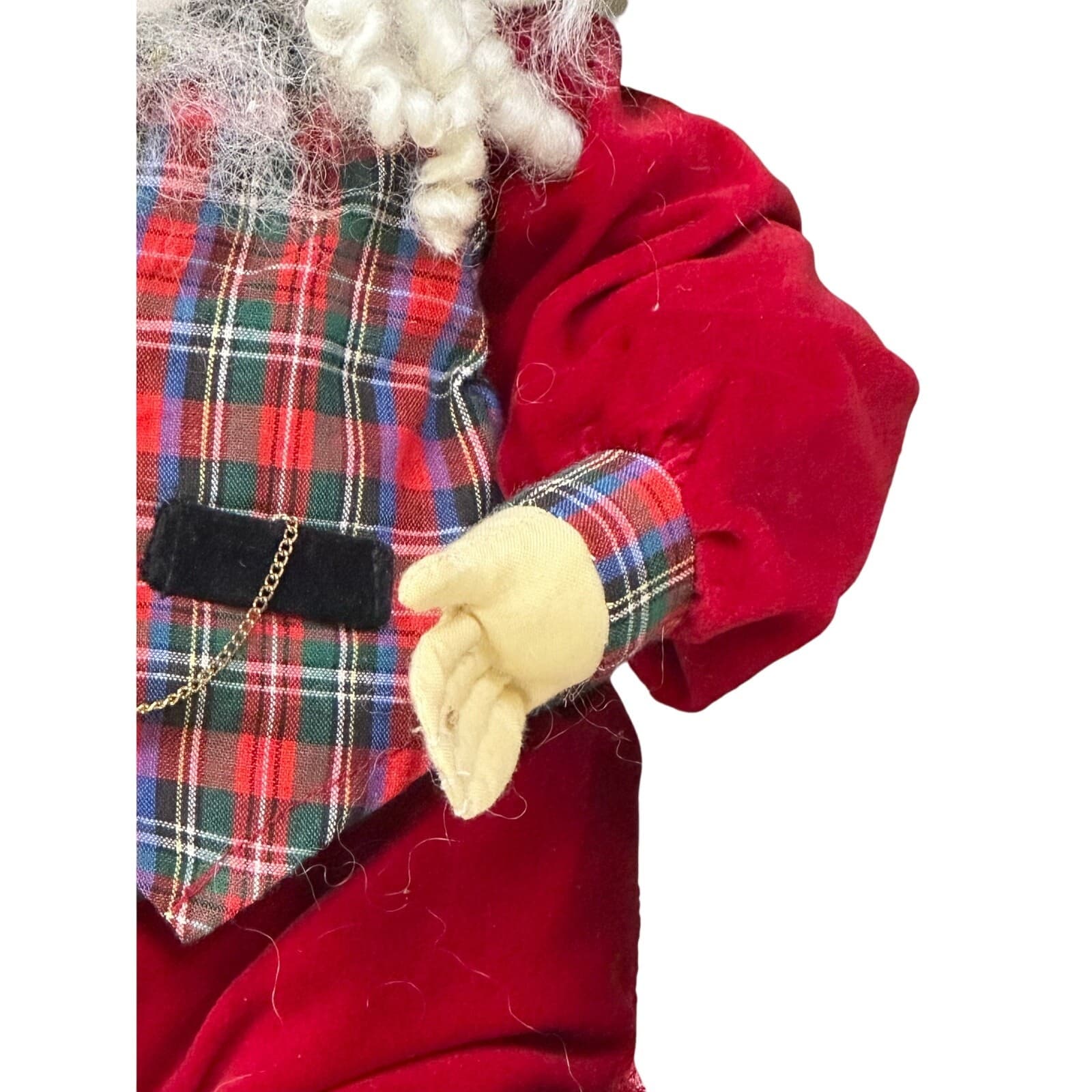Plaid Santa With Pocket Watch 20” Berry Christmas Wreath Very Cute - Thumbnail 4