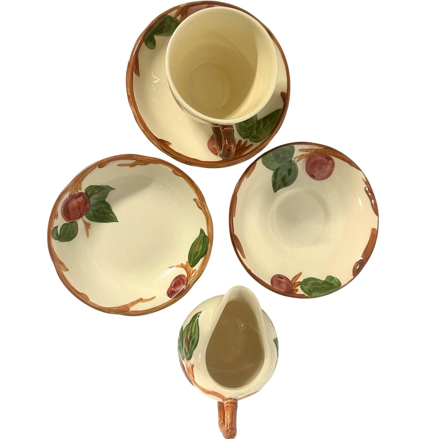 Franciscan Red Apple 7 Pieces-Berry Bowls (2) Creamer (1) Cup (1), Saucers (3) - Thumbnail 3