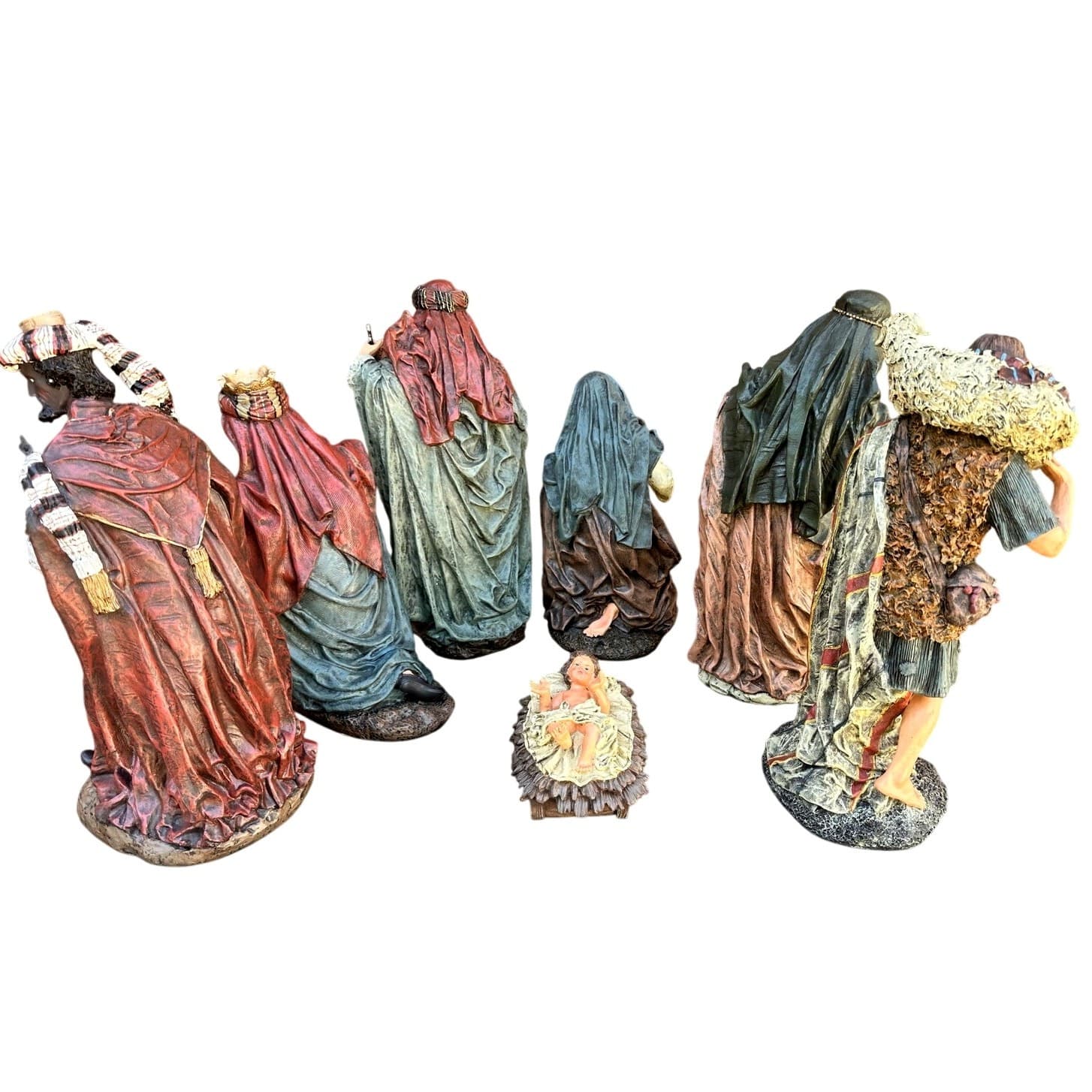 Rare Pacific Rim 7-PC Large Artistic 16" Nativity Scene Figurines-Stunning - Thumbnail 3