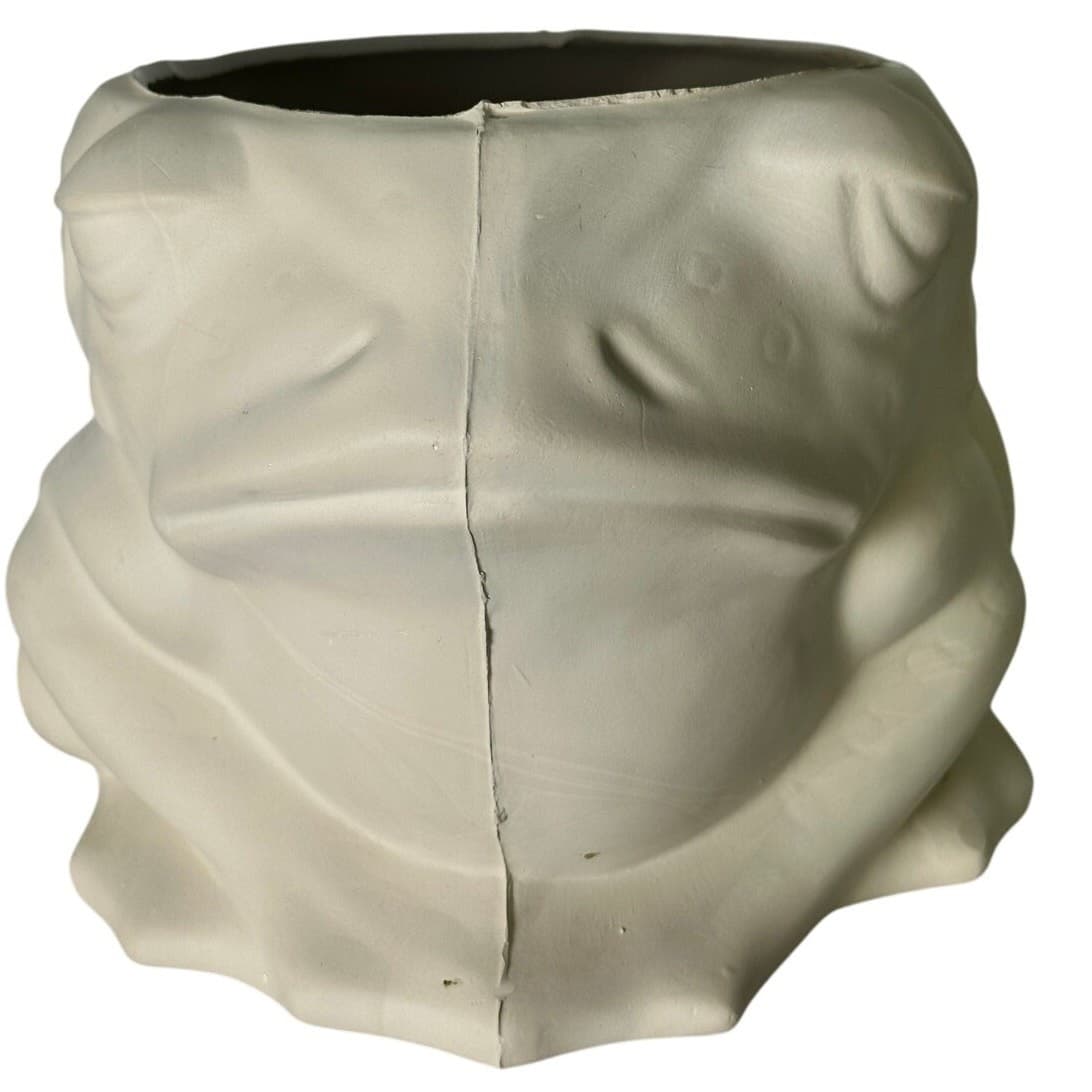 Unfired Greenware Large Frog Planter Vintage