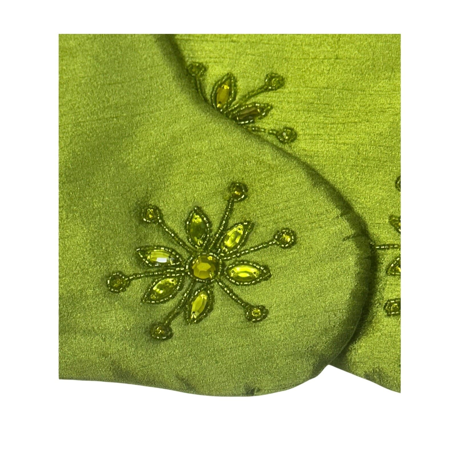 Lot of 6 Green Bejeweled 17" Christmas Stockings - Thumbnail 5