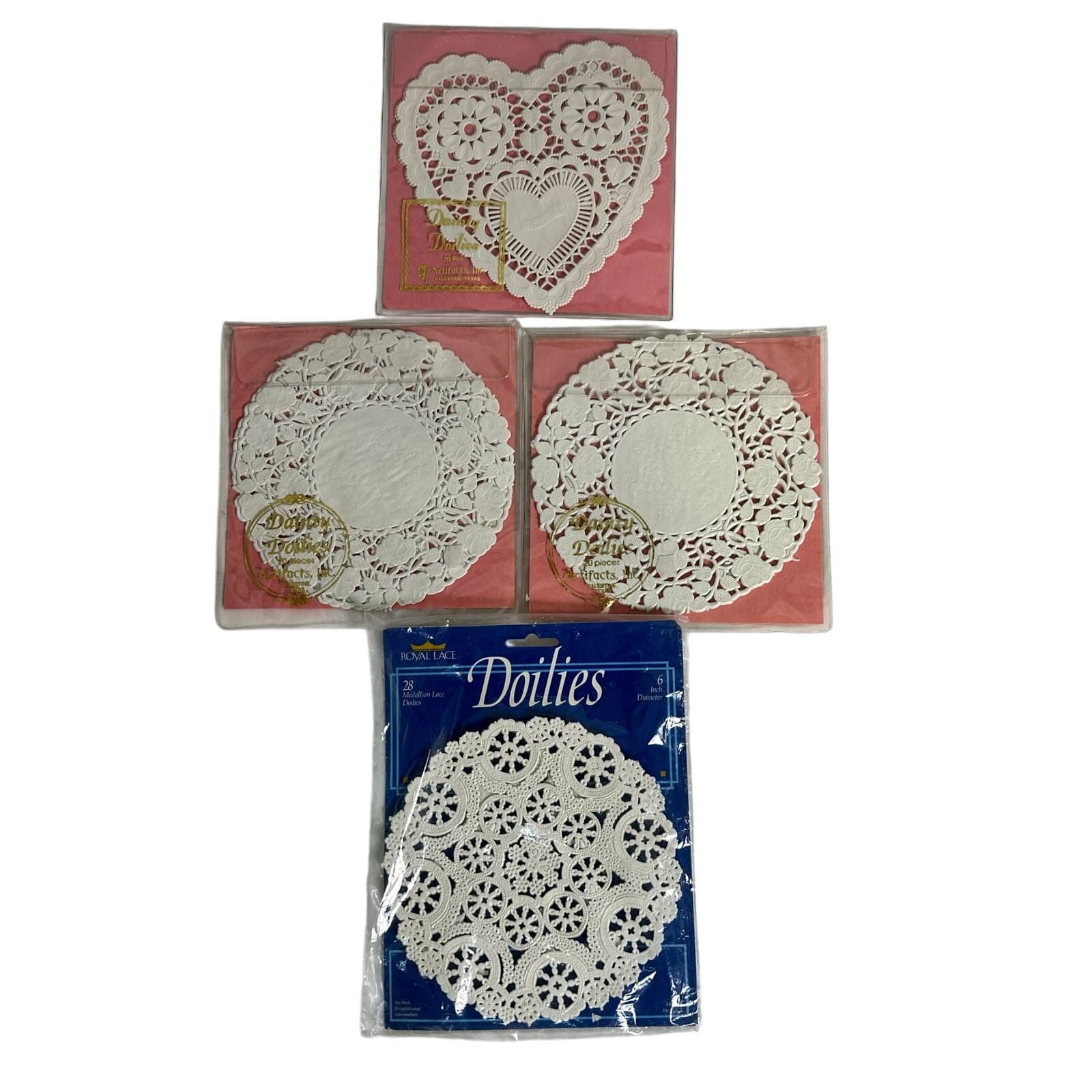 Dainty Doilies Palestine Texas 3 Pack Plus Royal Lace Doilies NOS Vintage