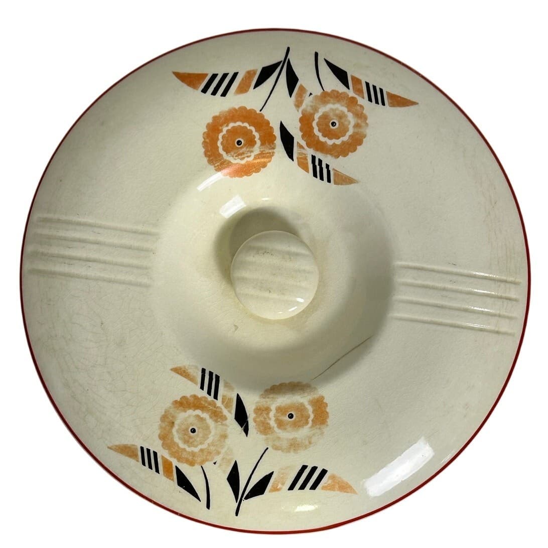 Universal Potteries Cambridge Vintage Covered Cassarole Dish Orange Floral - Thumbnail 5