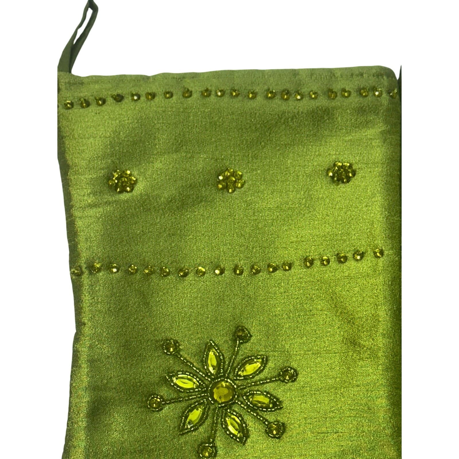 Lot of 6 Green Bejeweled 17" Christmas Stockings - Thumbnail 4
