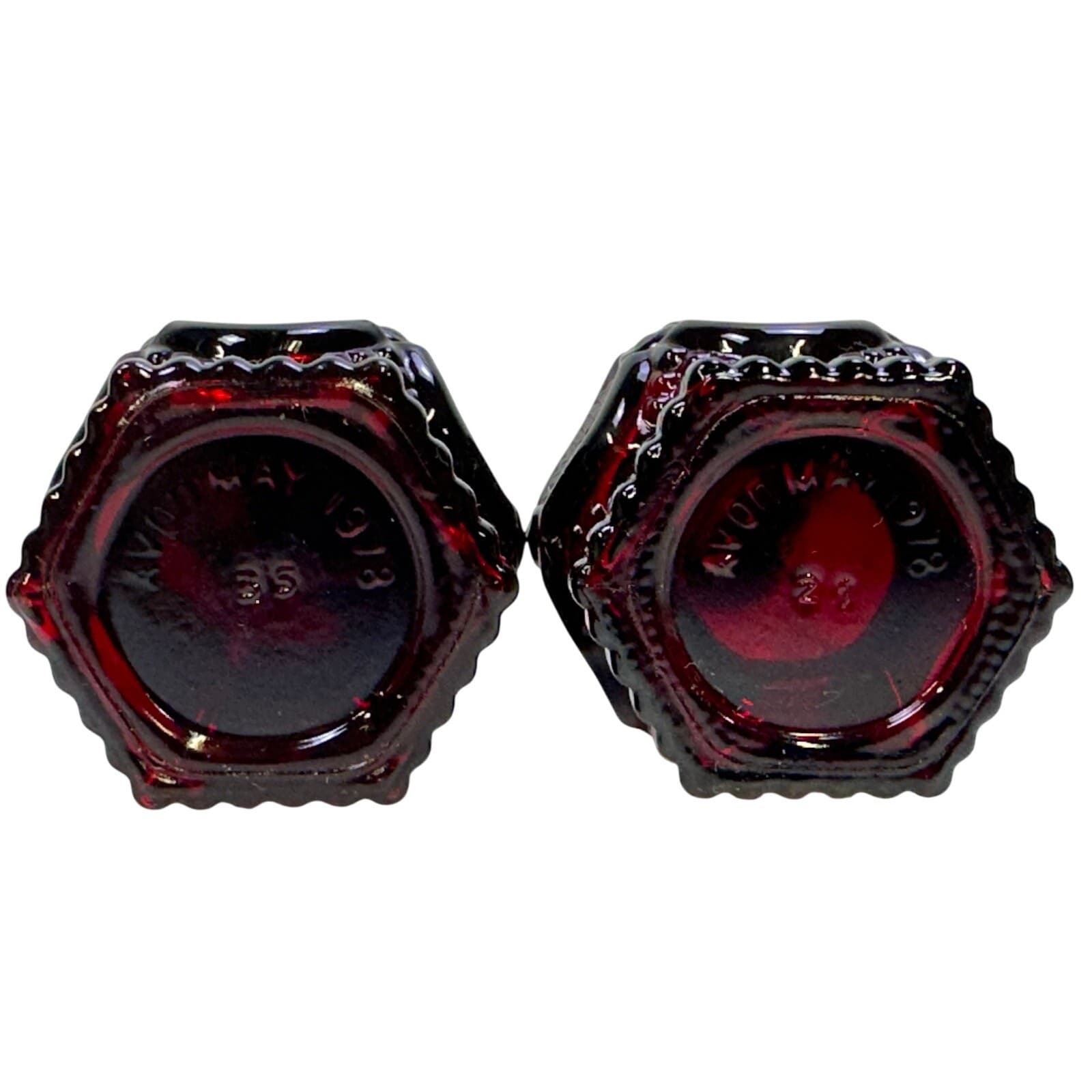 AVON Ruby Red Cape Cod Glass Salt & Pepper Set Vintage - Thumbnail 3