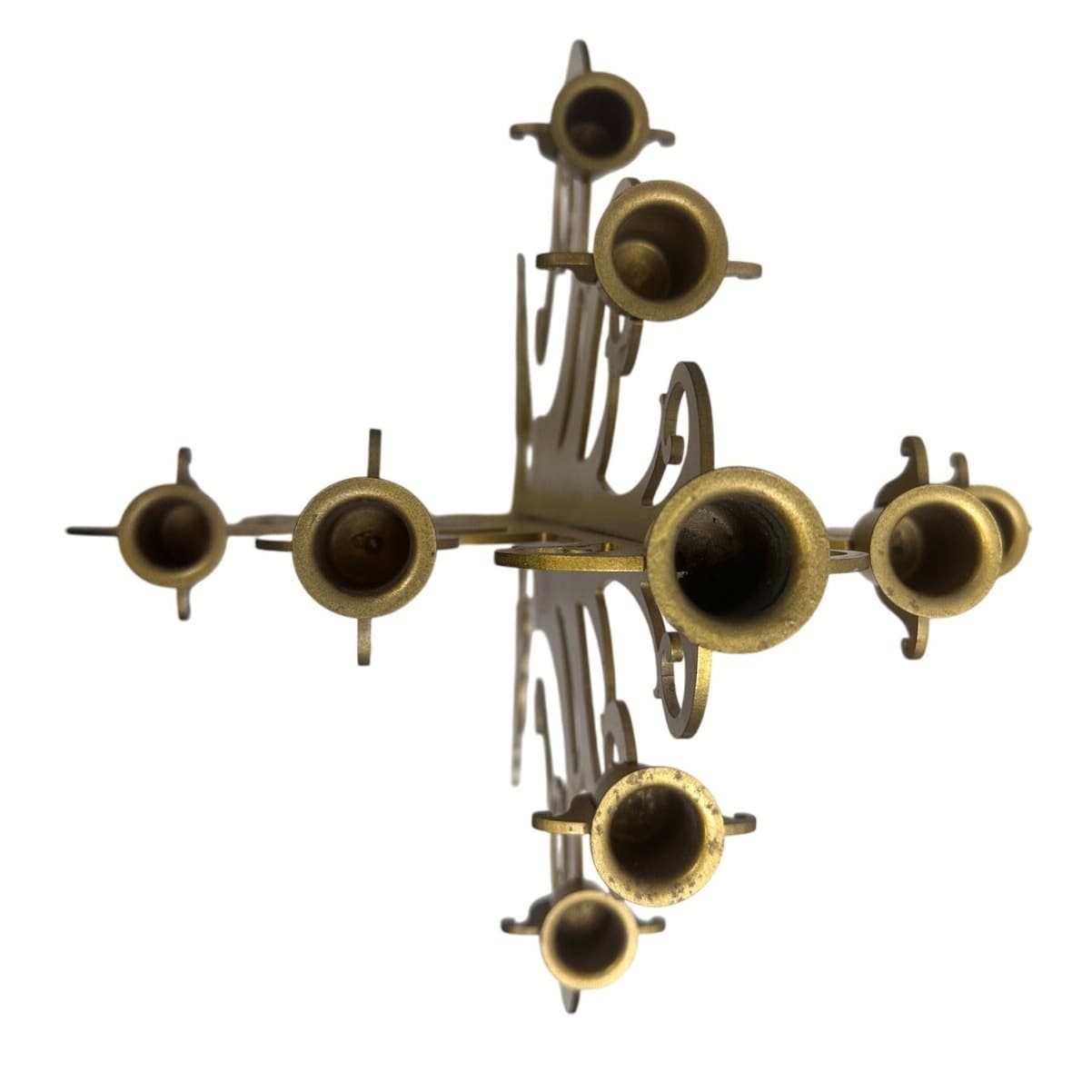 Pair of Vintage Brass Painted Metal Table Chandeliers Candle Obras 21"x 16" - Thumbnail 5
