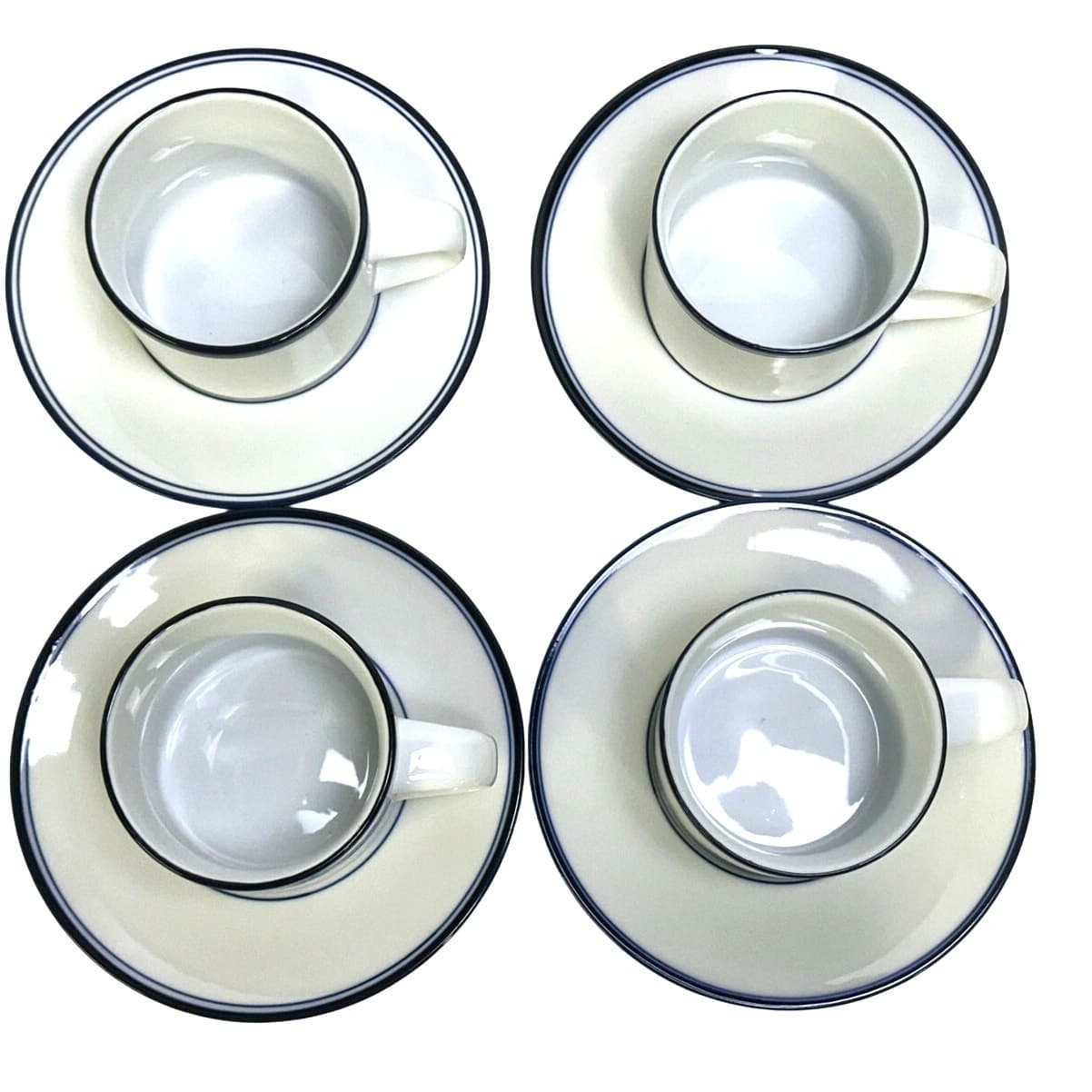 Dansk 'Concerto' Portugal Christianshavn Blue White Flat Cup & Saucer-Set of 4 - Thumbnail 3