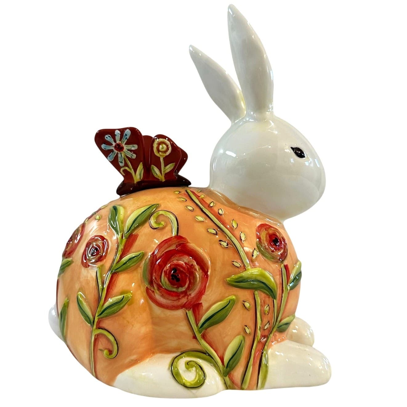 Cypress Home Ceramic Bunny Rabbit Field of Flowers 3D Easter Bunny - Thumbnail 3